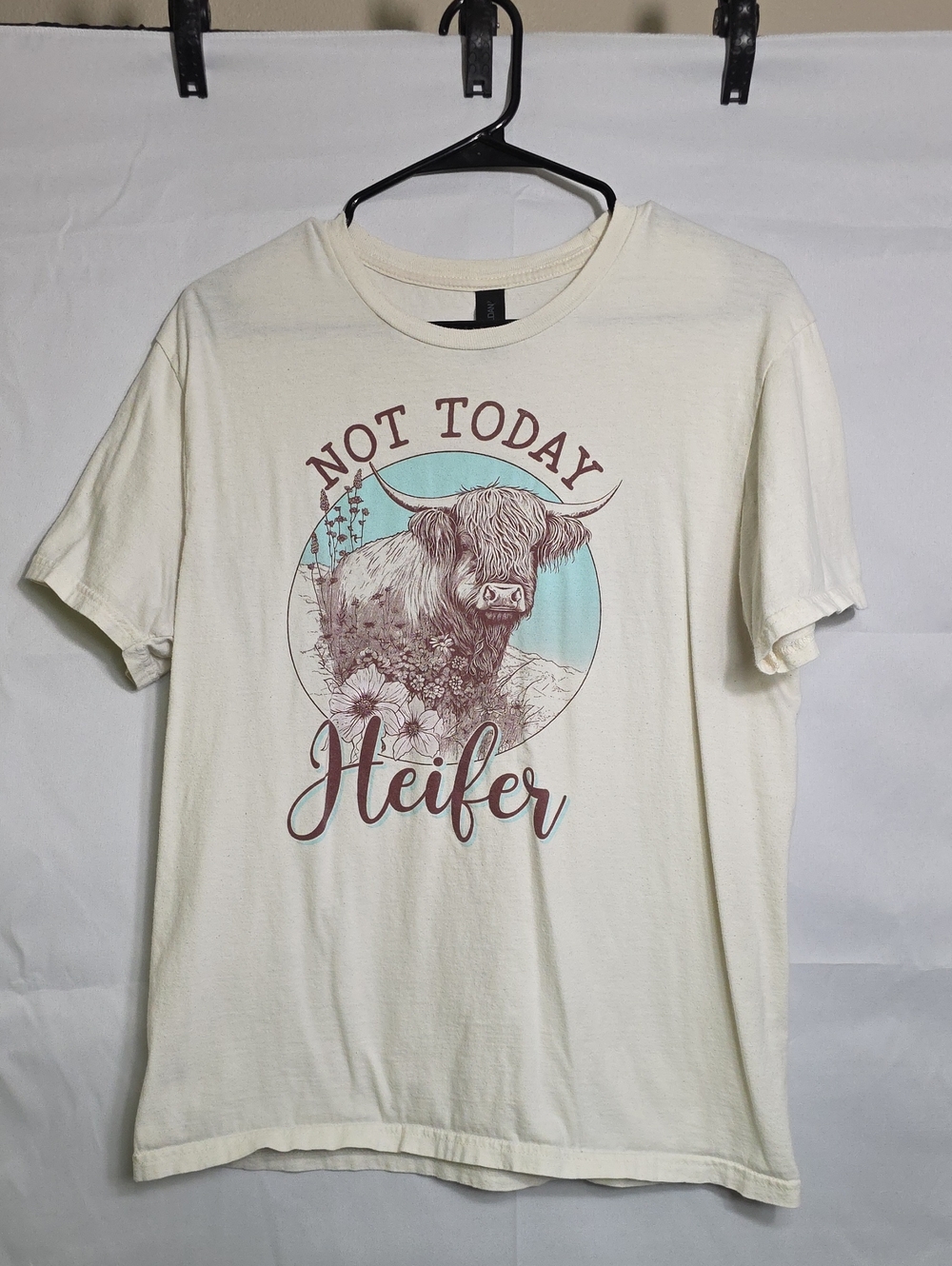 Gildan White "Not Today Heifer" Graphic Tee Womens Size Medium (W725)